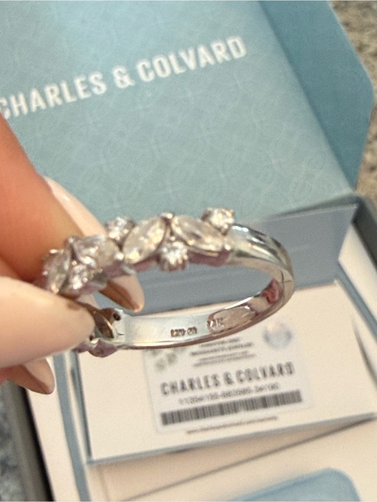 Charles & Colvard Jewelry - CHARLES & COLVARD 14k White Gold Marquise & Round Moissanite Ring